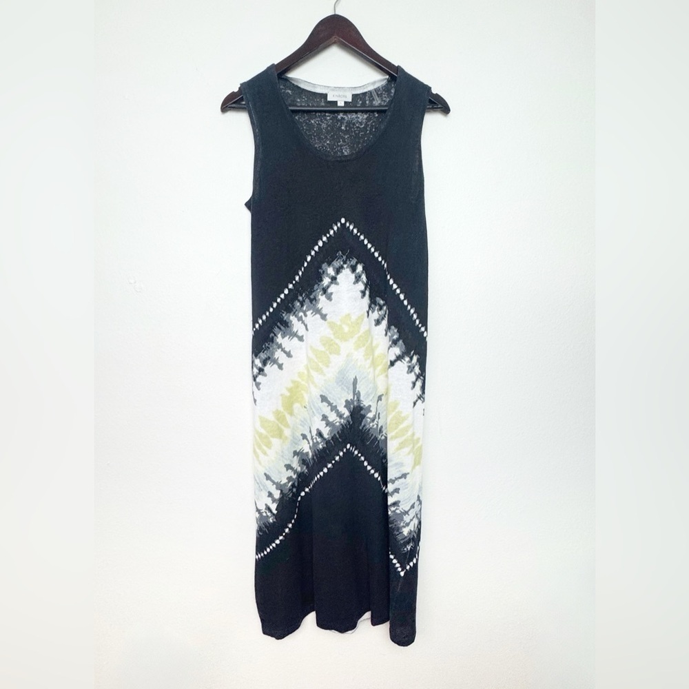 Kinross 100% Linen Dress Women’s Small Sleeveless Blue Yellow Tie Dye Summer